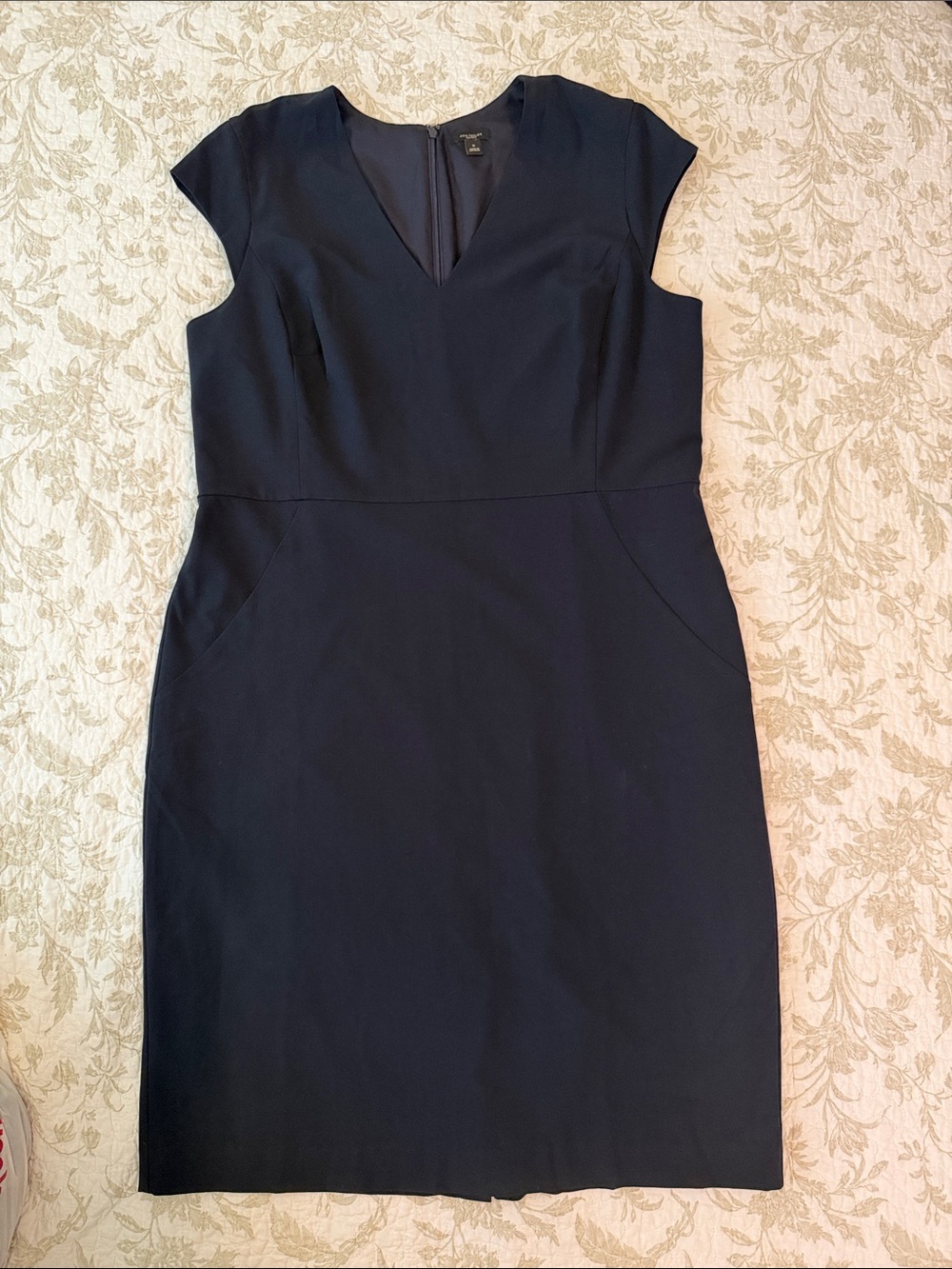 Ann Taylor Factory Navy Cap-Sleeve Sheath Dress